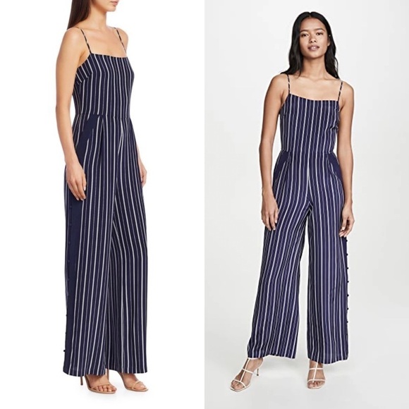 NWT L’AGENCE Silk Stripe Wide Leg Square Neck Sleeveless High Rise Jumpsuit XS - Picture 9 of 12